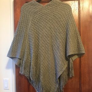 Grey knit poncho
